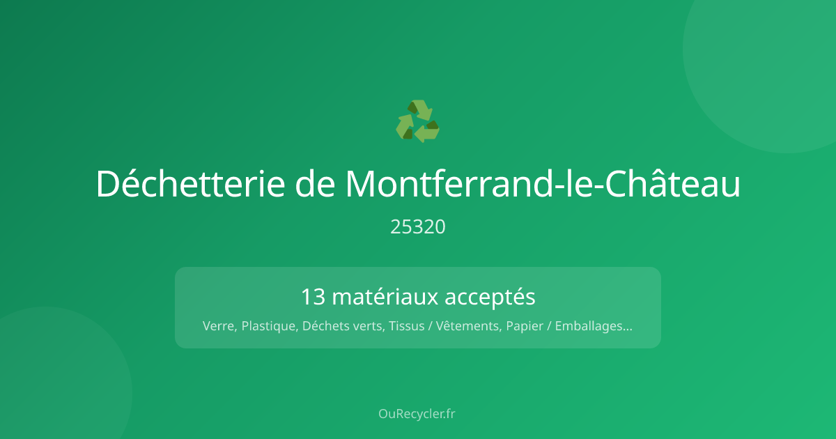 Déchetterie de Montferrand-le-Château (25320) — Adresse, matériaux ...