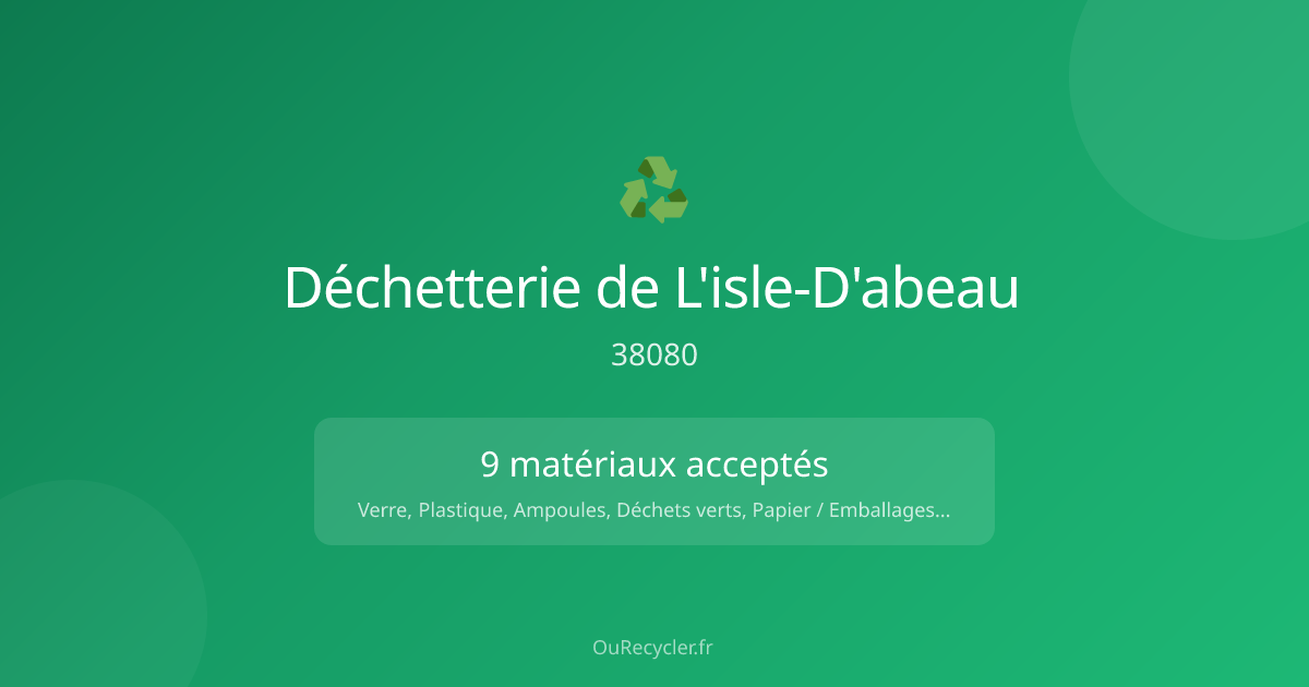 Déchetterie de L'isle-D'abeau (38080) — Adresse, matériaux acceptés ...